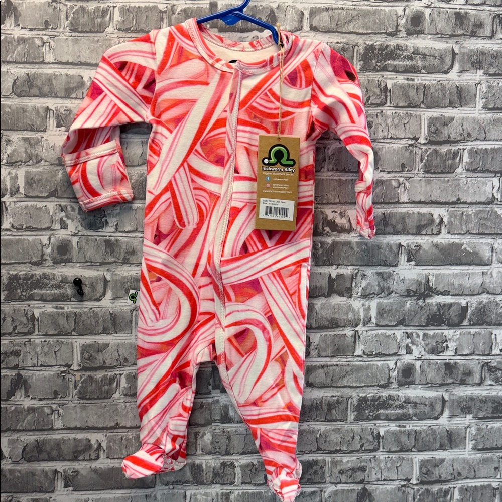 NWT Inchworm sleeper‎ Pink and White Kids One Piece